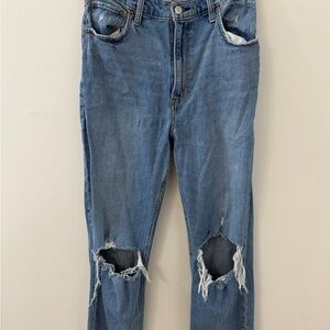 Abercrombie Ankle Straight Ultra High Rise Curve Love Distressed 28